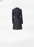 Blazer en tweed bleu marine tissé scintillant pour femme avec broderie, col cranté, double boutonnage, costume de bureau