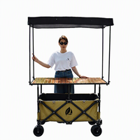 Chariot de Vendeur Pliable avec Auvent et Plateau de Table, Capacité 150L, Chariot Robuste pour Vente Ambulante, Marchés de Fermiers, Événements Extérieurs
