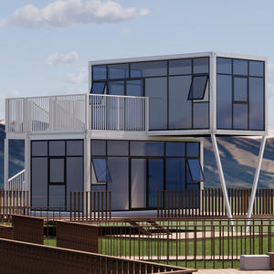 Maison Portable 2 étages avec verre pas cher villa 2 chambres petite cabine en verre en béton bois dormir grèce Portable maison - Product Image 1