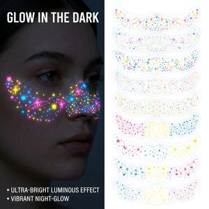 Tatouages temporaires phosphorescents en gros, réactifs aux UV et à la lumière noire, autocollants corporels imperméables pour fêtes, festivals et clubs - Product Image 1