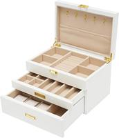 Holzkoffer Geschenkbox Halskette Ring Uhren Organizer Holzschmuckbox Handgefertigt Hochwertige Holzschmuckschatulle Weißlackiert