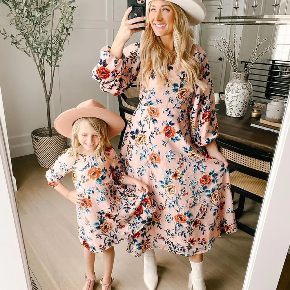 Mommy and Me Matching Dresses Polka Dot Dress Casual Tulle Fall Winter Mom Daughter Matching Outfits