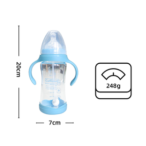 Manufacture High Quality 240ml/8oz Wide Neck Borosilicate Baby <strong>Glass</strong> <strong>Feeding</strong> <strong>Bottle</strong> With Silicone Nipple - Product Image 6