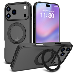<span class=keywords><strong>Funda</strong></span> de soporte resistente de doble capa para <span class=keywords><strong>iPhone</strong></span> 17 Pro Max Soporte giratorio Teléfono Dos en uno Esmerilado Resistente a caídas 17 Pro 16 15 - Product Image 1
