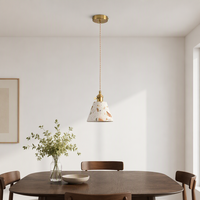 Luminaire suspendu vintage nostalgique à trois têtes, lumière LED chaude pour salles à manger, maisons d'hôtes, comptoirs de bar, entrées, en terrazzo