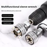 Adaptateur de clé à douille hexagonale réglable 6 points de qualité industrielle FLX, finition satinée, poignée droite, embout 3/4, 10-19 mm, OEM