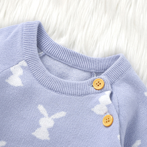 Mimixiong gros enfant en bas âge vêtements à manches longues combinaison Carton lapin motif nouveau-né coton bébé tricoté barboteuse Onesies - Product Image 4