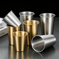 FLEY En gros Chope à bière empilable en acier inoxydable 304, Tasse à boisson froide durable en métal pour jus, pour hôtels, cafés et usage commercial