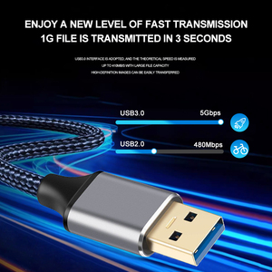 Cable de Extensión <span class=keywords><strong>USB</strong></span> 3.0 Longkay de 1M/2M/Largo Personalizado, con Conector Chapado en Oro y Transferencia de Datos de Alta Velocidad de 5Gbps, Trenzado de Nailon - Product Image 2