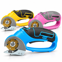 Ciseaux électriques sans fil rechargeables par USB 3,6 V, coupe-tissu, cuir et tapis, jaune bleu