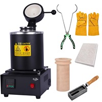 1100 ℃   Fourneau de fusion électrique numérique pour métaux précieux avec creuset de 3 kg et moule à lingots de 7 pouces pour la fabrication de bijoux