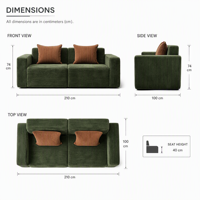 Canapé sectionnel en tissu compressible Factory Cloud pour salon, livré en rouleau plat