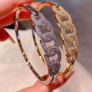 Copper Chain <b>Bracelet</b> Gold And <b>White</b> Micro Insert Diamond Jewelry Fashion Link <b>Bracelet</b> Spring 2025 Yiwu Origin - Product Image 1