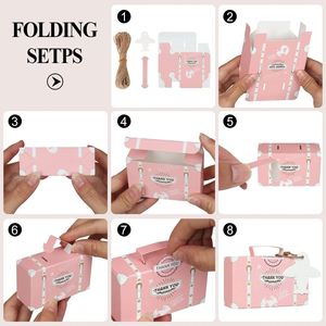 Paquete de 50 Cajas de Regalo de Boda con Temática de Viaje, Estilo Rosa, Cajas de Dulces con Forma de Maleta, Caja de Papel para Alimentos - Product Image 3