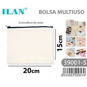Borsa in tessuto multiuso Ilan 15x20 cm con cerniera per riporre oggetti - Product Image 1
