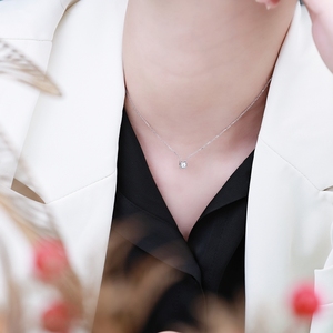 Custom Luxury 18K <b>Solid</b> Gold Pendant <b>Necklace</b> Solitaire Round Cut Natural Diamond Jewelry For Women Link Chain Daily Wear - Product Image 2