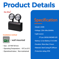 Harga Grosir OEM Logo Kustom Lampu Darurat Dinding Dual Head IP20 dengan Baterai Ni-Cd Isi Ulang untuk Penggunaan Luar Ruangan