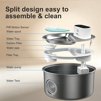 Fontaine à eau pour animaux de compagnie OEM 4L, fonctionnant sur batterie, sans fil, avec capteur intelligent, automatique, en acier inoxydable, avec fenêtre de visualisation