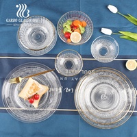 Assiette en verre transparente ronde de 6,5 pouces avec motif gravé, idéale pour salades et collations – Vente en gros directe usine