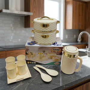 Ensemble de 10 casseroles en métal à double paroi Anax, isolées sous vide, résistantes au four, avec poignées, pour la salle à manger à domicile - Product Image 3