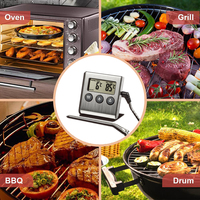 Termómetro Digital Inteligente Minimalista para Horno, con Alarma de Temperatura y Temporizador, Certificado CE/FCC, para Cocina, Barbacoa y Freír