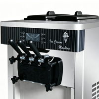Machine à glace molle 3 saveurs, modèle de table en acier inoxydable, multifonctionnelle, compatible lait et eau