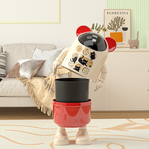 New <strong>Design</strong> Cartoon Plastic Living Room Home Trash Can Recycling and Hotel Use Kitchen Trash Can with Lid - Product Image 3