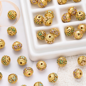 Copper Hollow Flower Round Beads Gold Metal DIY Jewelry Accessories <b>Spacer</b> Beads For Bracelets Yiwu Origin - Product Image 1