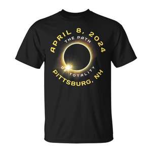 T-shirt Pittsburg NH 2024 Eclipse solaire - Totalité de l'éclipse du 8 avril - Product Image 1