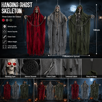 Squelettes fantômes suspendus pour Halloween avec capes et chaînes - Pack de 3 accessoires de décoration d'horreur