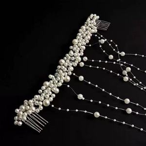 NianCan New European-style Pearl <strong>Hair</strong> Comb Handmade Headpiece Pearl <strong>Bridal</strong> Wedding <strong>Hair</strong> Accessory Wedding Dress <strong>Hair</strong> <strong>Band</strong> - Product Image 4