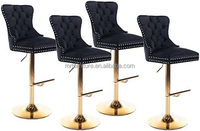 Vente en gros tabouret haut moderne et luxueux en acier inoxydable avec dossier pivotant chaise de bar en velours chaise de comptoir de bistro pour meubles de bar à domicile