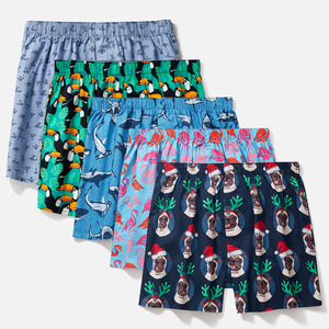 FF3629 Pantaloncini larghi in <span class=keywords><strong>pigiama</strong></span> stampati 5Pack 100% cotone Boxer pantaloncini Plus Size Plaid da <span class=keywords><strong>uomo</strong></span> - Product Image 5