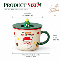 Mug à café en céramique de Noël de 430 ml avec couvercle et cuillère, tasse à café de Noël Père Noël, ensemble cadeau de Noël pour les commandes en gros avec logo personnalisé