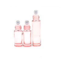 Flacons roll-on en verre rose mat vides de 10 ml et 5 ml, réutilisables, pour huiles essentielles, cosmétiques, emballage de parfum, avec bouchon métallique