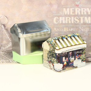 Boîtes de chocolat de Noël créatives personnalisées en forme de maison recyclable joint en métal de qualité alimentaire pour <span class=keywords><strong>cadeau</strong></span> de boîtes de conserve de bonbons vides - Product Image 2