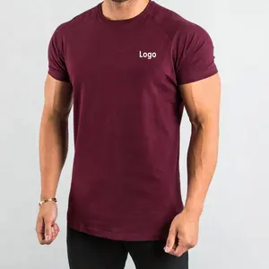 사용자 정의 인쇄 럭셔리 개인화 된 면 블랙 일반 체육관 운동 실행 반소매 티셔츠 로고 남성