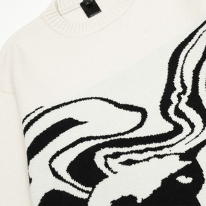 Áo len nam dệt kim phong cách retro hip hop, logo OEM tùy chỉnh, màu đen, chất liệu len acrylic, họa tiết đầu lâu trắng, thích hợp cho mùa thu - Product Image 3