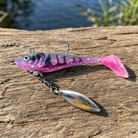 Leurre souple de pêche à queue de pagaie avec lame rotative - Leurre de pêche au basse à tête plombée