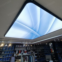 Azulejos de techo con estampado UV ignífugo a prueba de agua, decoración de líneas 3D, película de techo elástica de PVC para tiendas