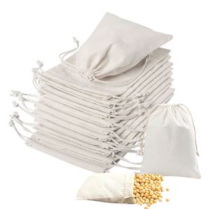 Custom Logo Printed 100% Cotton <b>Bag</b> Dustproof Small <b>Canvas</b> Pouch With <b>Drawstring</b> Closure for Spice Tea Storage - Product Image 1