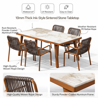 Ensemble de meubles de salle à manger d'extérieur Meiqi, résistant aux intempéries, en rotin, table ronde et 4 chaises pour jardin et terrasse, protégé contre les UV
