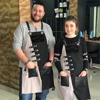 Tablier bicolore asymétrique en toile pour chefs, baristas, bricoleurs, artistes – Conception réglable à bretelles croisées, logo personnalisé