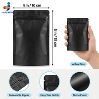 Sacs refermables mats noirs unis avec logo personnalisé imprimé, thermoscellables, anti-odeur, en aluminium, pochettes verticales, sacs Mylar 3.5