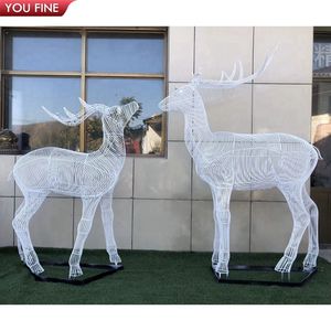 חיצוני גן קישוט רשת נירוסטה צבי חוט פיסול - Product Image 3