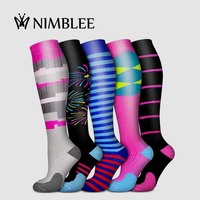 Chaussettes de compression pour femmes et hommes, de haute qualité, logo personnalisé, nylon, 20-30 mmHg, performance sportive, course à pied, genouillères, infirmières