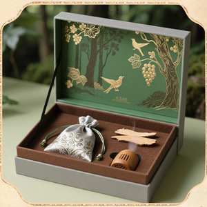 Caja de regalo plateada con diseño de uva, flor y pájaro, caja de embalaje de mercancía personalizada, caja de regalo personalizada - Product Image 4