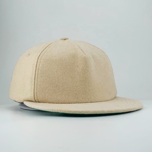 Mũ Lưỡi Trai Melton 5 Mặt Phẳng Cấu Hình Thấp Bằng Len Kem Mũ Lưỡi Trai 5 Mặt Trống Không Cấu Trúc Mũ Lưỡi Trai Biểu Tượng Thêu Tùy Chỉnh - Product Image 3