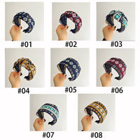 Europe Style Ethnique Tissu Noué Ligas Para el Cabello Corée Large Twist Fleur Noeud Bandeau Amérique Doux Vérifié Cheveux Cravates