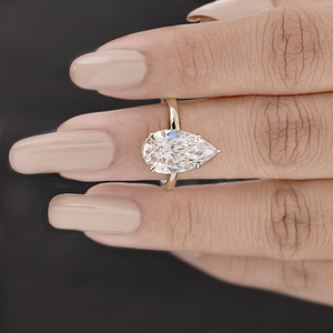 Bague de mariage en or 14 carats avec solitaire en diamant de laboratoire taille poire de 1 à 2 carats pour femme, bijoux fins en gros - Product Image 2